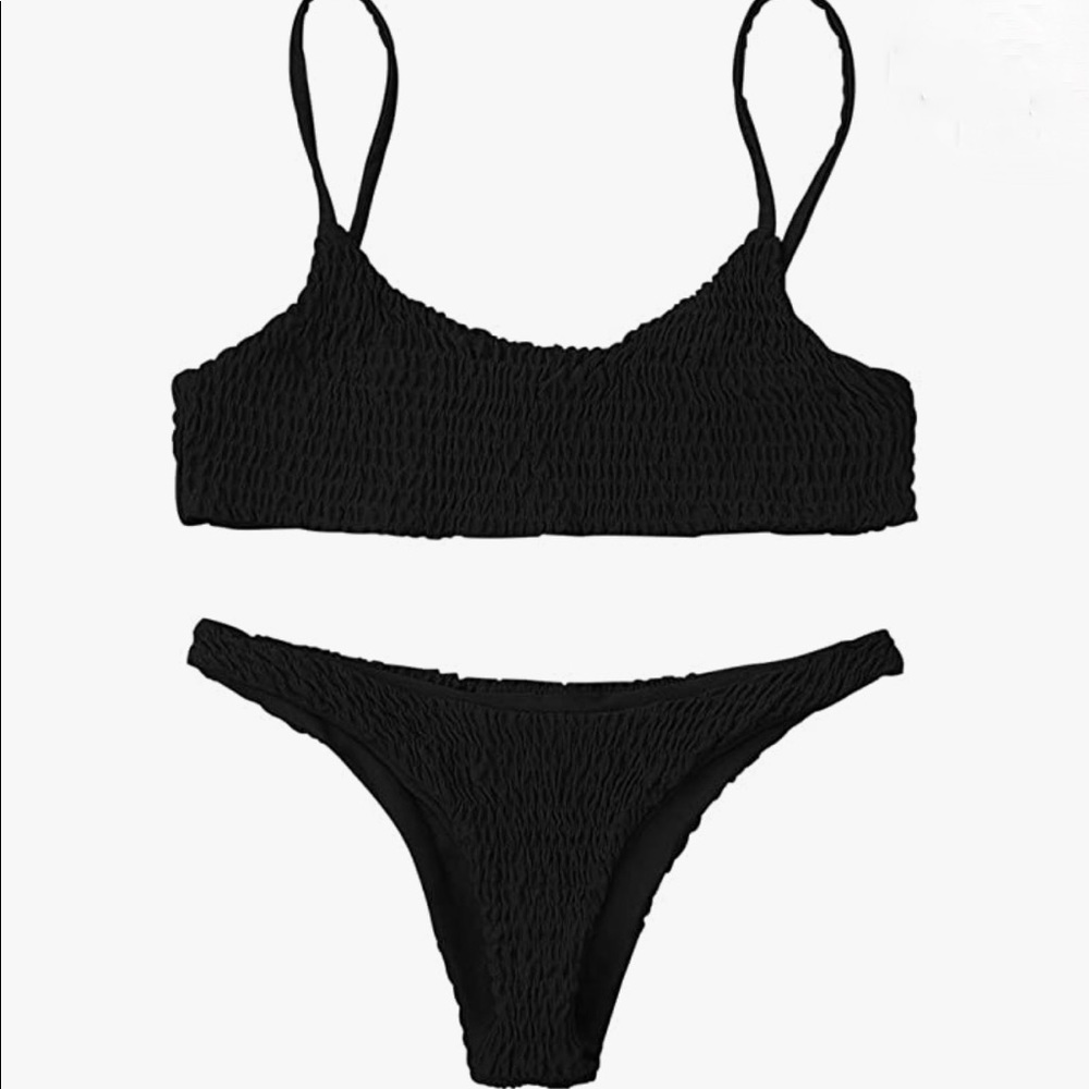 Black Smocked Bikini